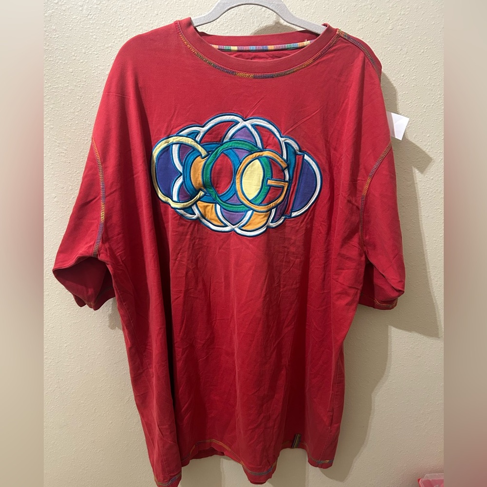 COOGI Red T-Shirt with Multicolor Stitching